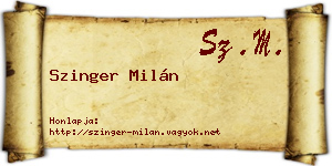 Szinger Milán névjegykártya