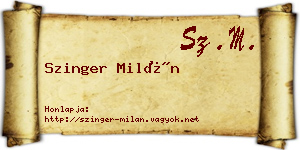 Szinger Milán névjegykártya