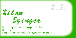 milan szinger business card