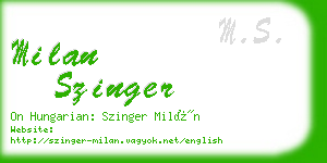 milan szinger business card